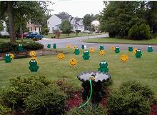 Frogs and Smileys Lawn Greeting